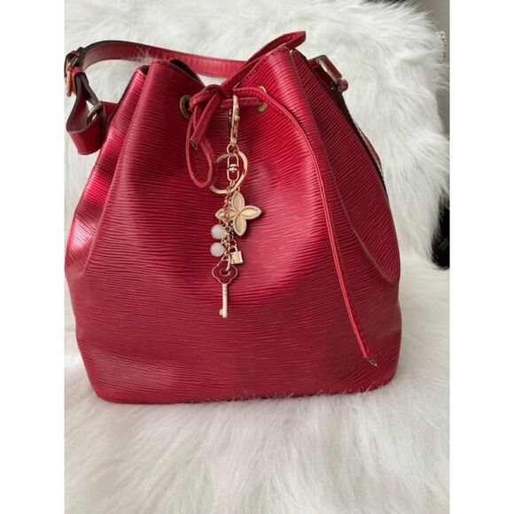 Louis Vuitton Red EPI Leather Neo Noe Drawstring Bucket Bag Medium Size - Picture 1 of 12